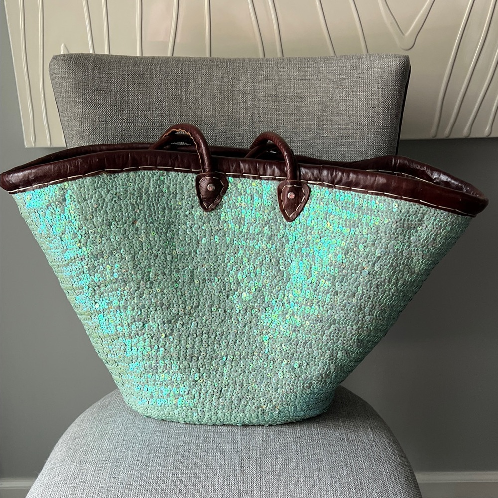 Elegant Green and Brown Women's Beach Bag 🏖️